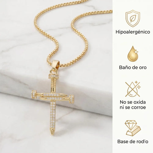 Cadena tejido veneciano + Dije cruz clavos