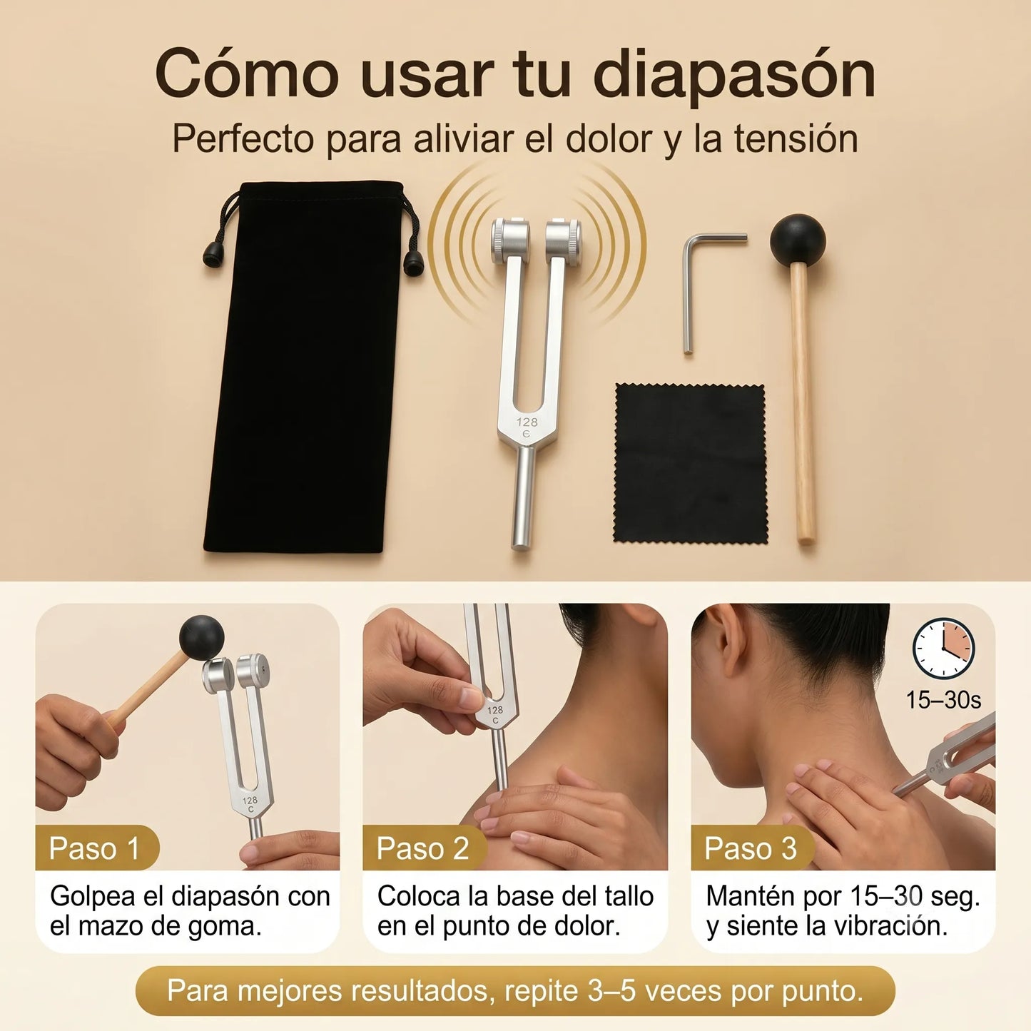 Kit Diapasón Harmoni para aliviar el estrés, el dolor y la tensión desde casa en minutos