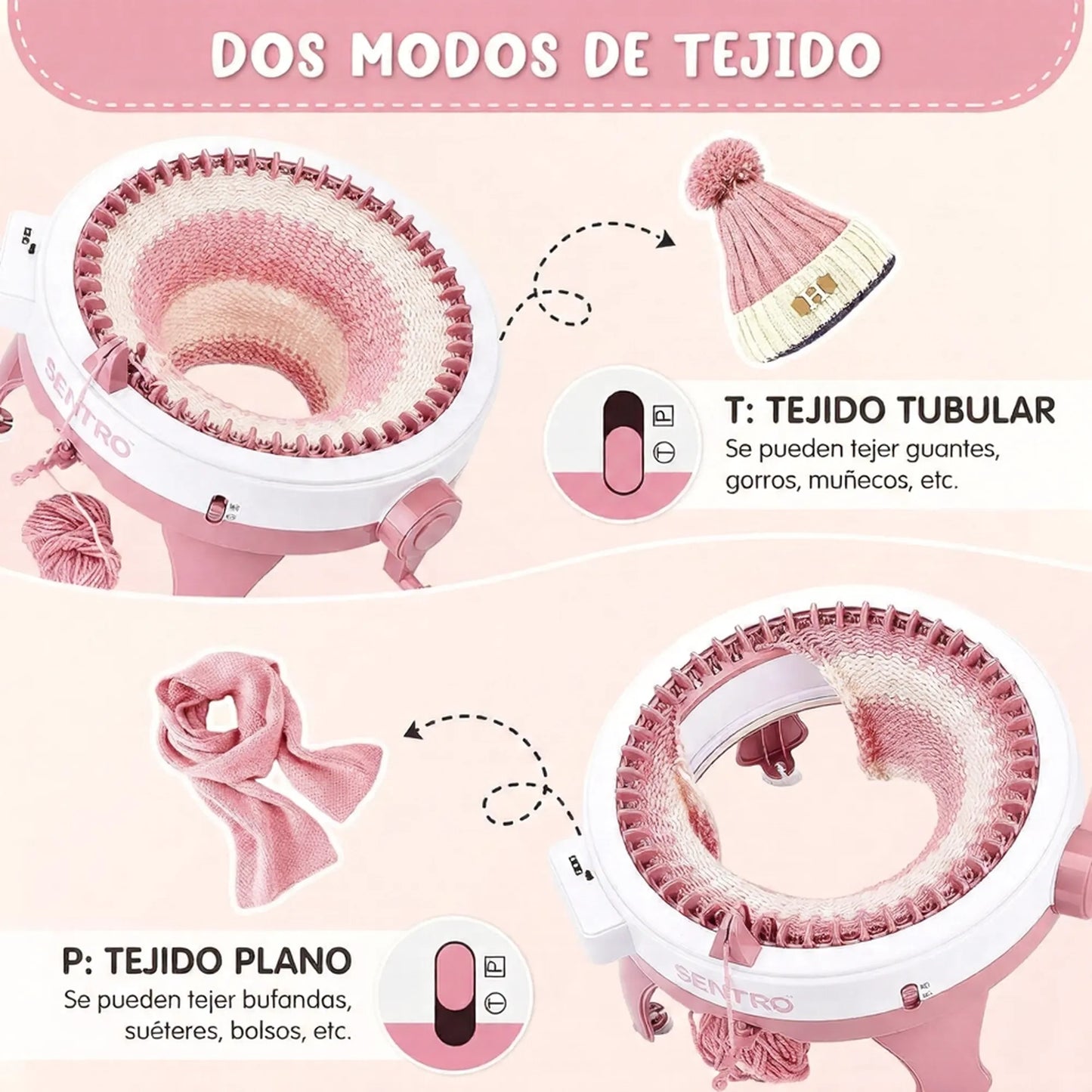 Teje 10x Más Rápido - Máquina Inteligente de 40 Agujas